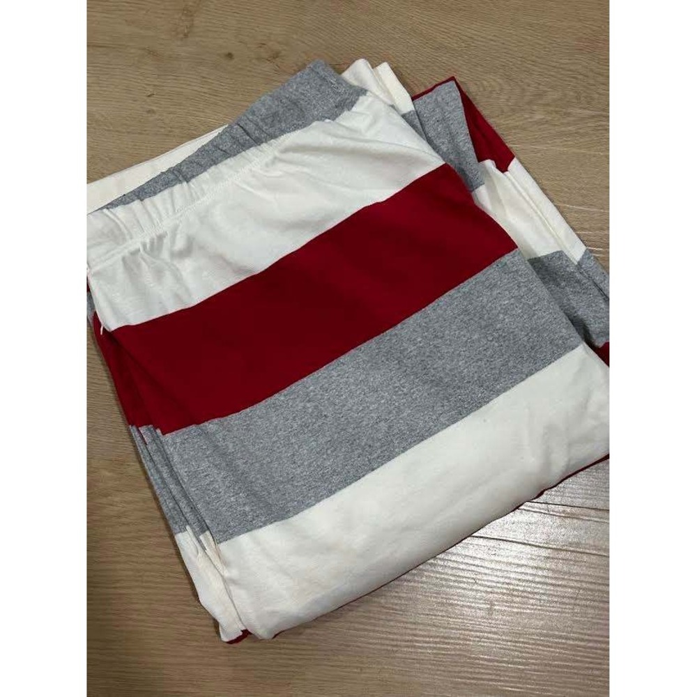 Burts Bees Baby Mens XL Pajama Pants Red Grey Stripe Organic Cotton Lounge XL